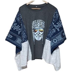 Upcycled Willie Nelson Tee - Gray and Blue